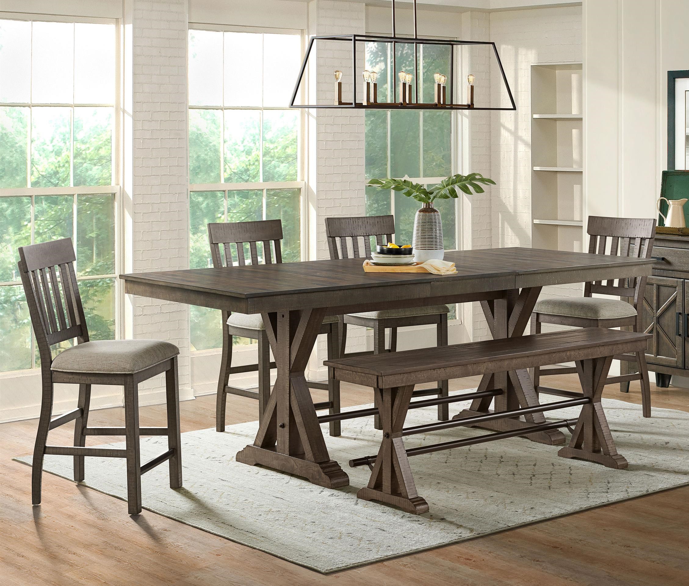 Farmhouse counter height shop bench